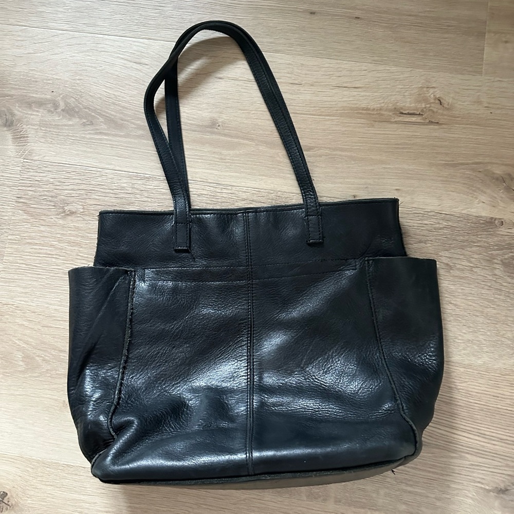 Black Leather Tote Bag
